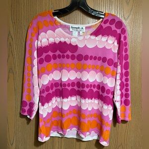Joseph A. Sweater with Bold Pink and Orange Design